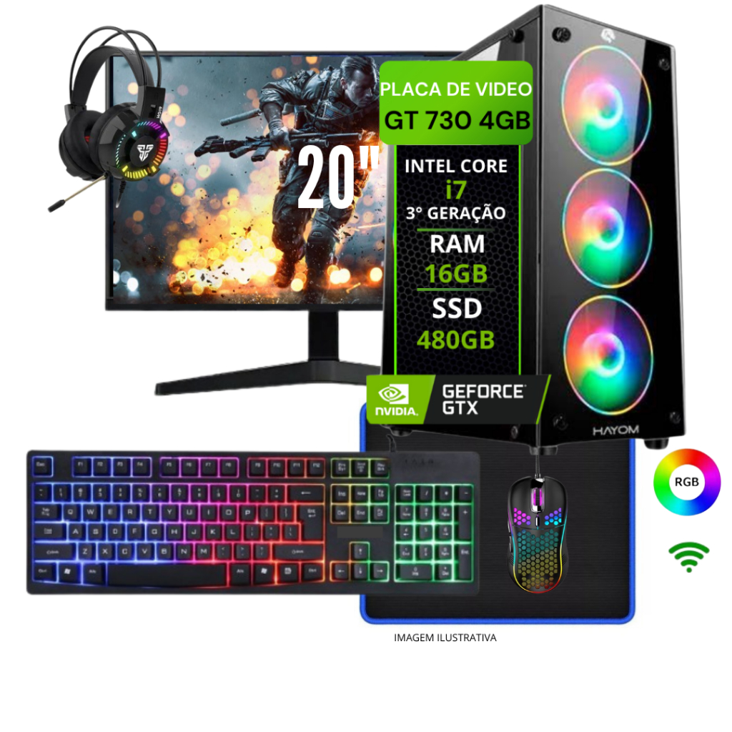 Pc gamer Completo i7 3.9Ghz placa de video Geforce 4GB/ Ssd 480GB /16GB ...
