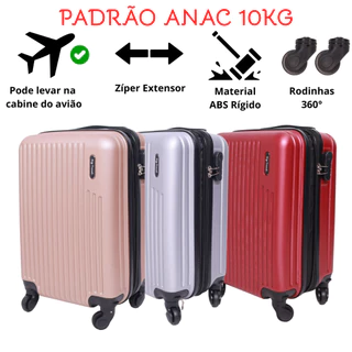 Mala Viagem 10kg Cabine com Extensor Avião Bordo Anac Cadeado Giratória em Oferta na Shopee