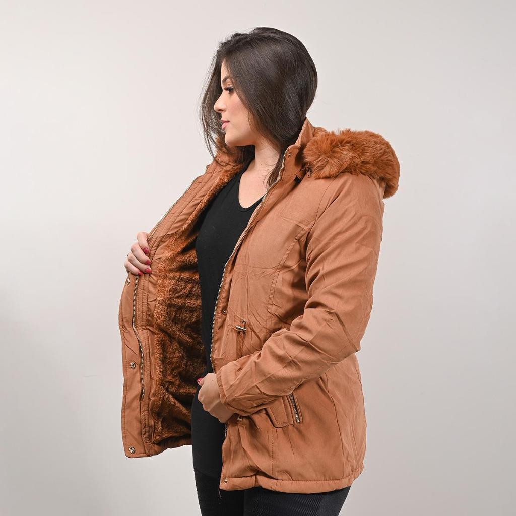 Couro Feminina Forrada Casaco Peludo Por Dentro Feminino Casaco