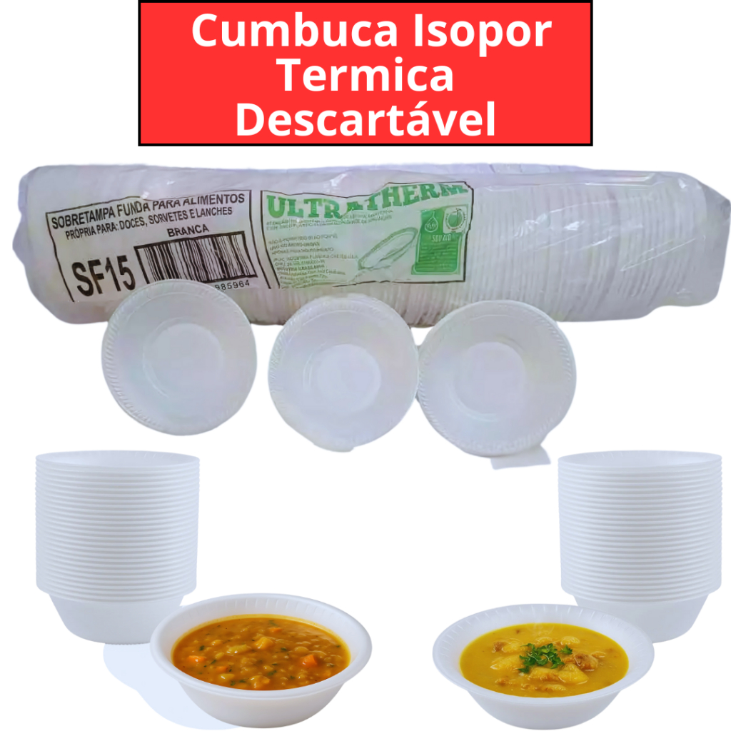 Cumbuca Pote de Isopor Térmico Descartável 15 cm 300ml - 100/200/300 ou ...