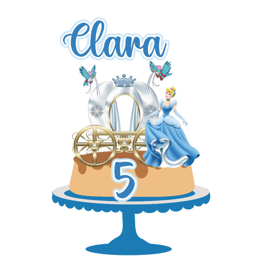 Topo De Bolo Cinderela 1 Personalizado Com Nome E Idade