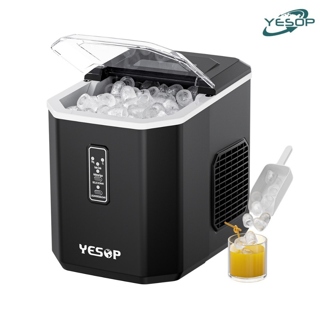 YESOP Máquina De Gelo Portátil Preto 12kg/dia 127V Produção Rápida Turbo Ice Para Casa E Bar