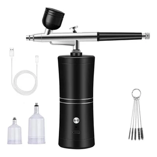 Kit Para Barbeiro Aerógrafo Portátil com Mini Compressor Unhas Bolo Maquiagem Cabelo E Portatil Sem Fio Bivolt
