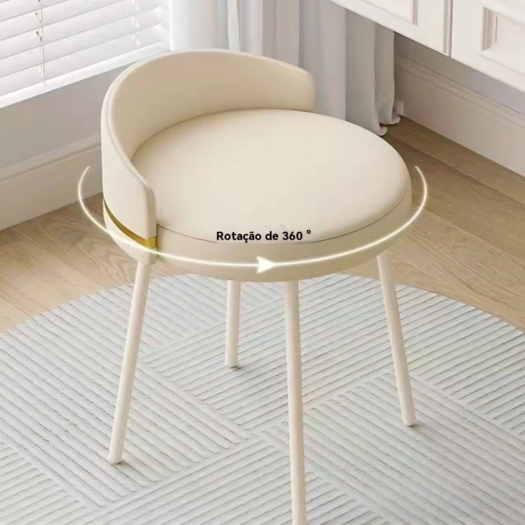 Cadeira giratória para maquiagem, cadeira de lazer, cadeira giratória para penteadeira e quarto com encosto