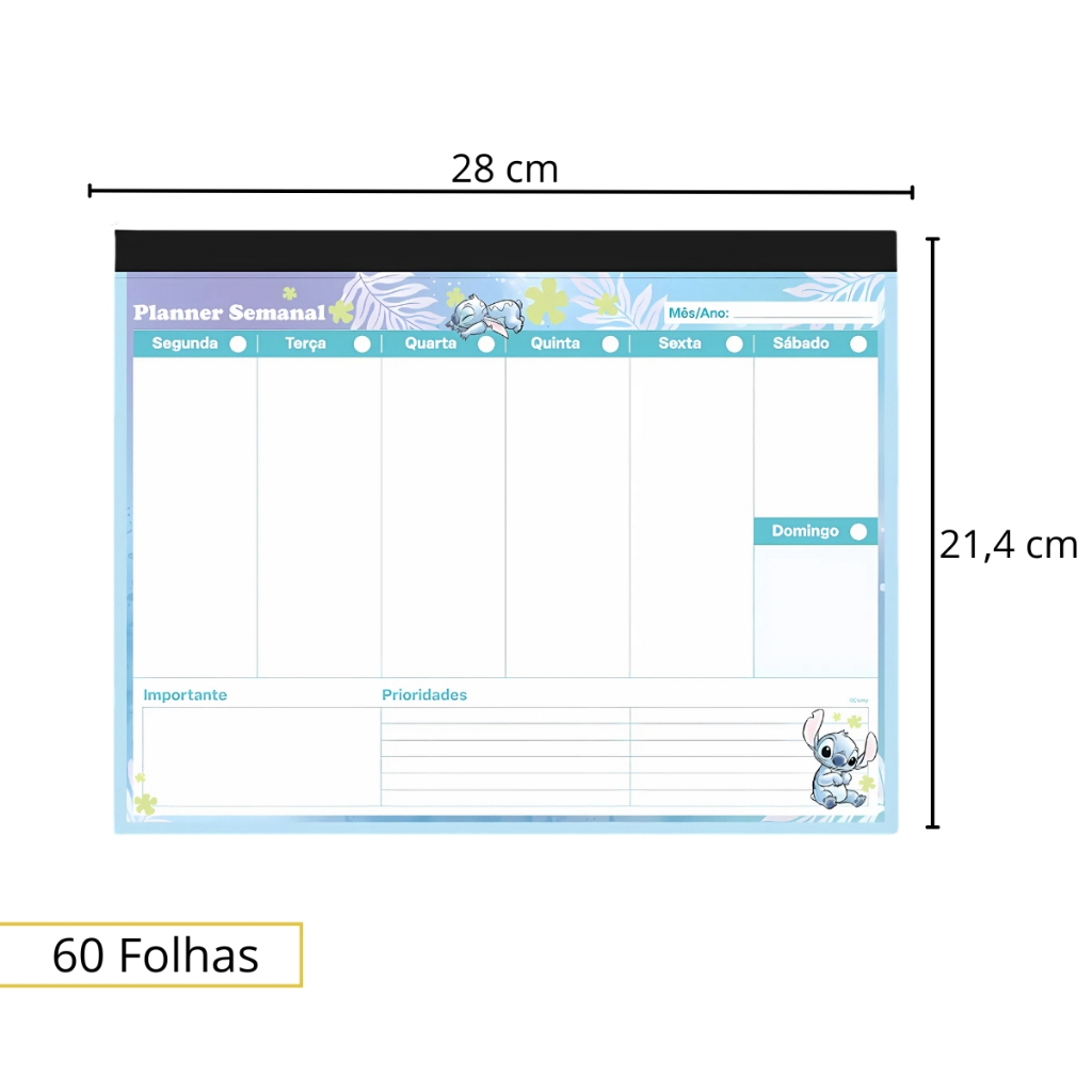 Bloco Planner de Mesa Semanal e Mensal Bloco 60 ou 24 Folhas ...