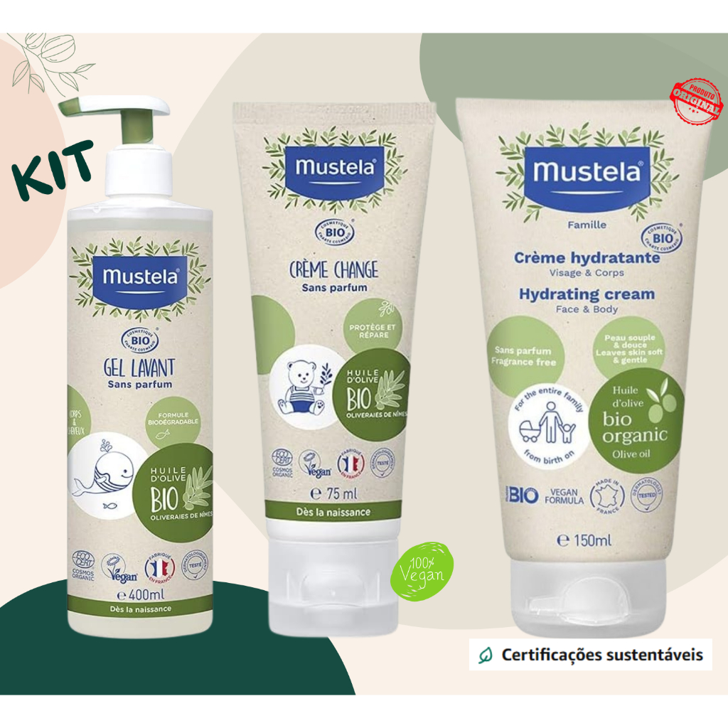 KIT Mustela Bio Organico - Hidratante 150ml + Gel Lavante Corpo E ...