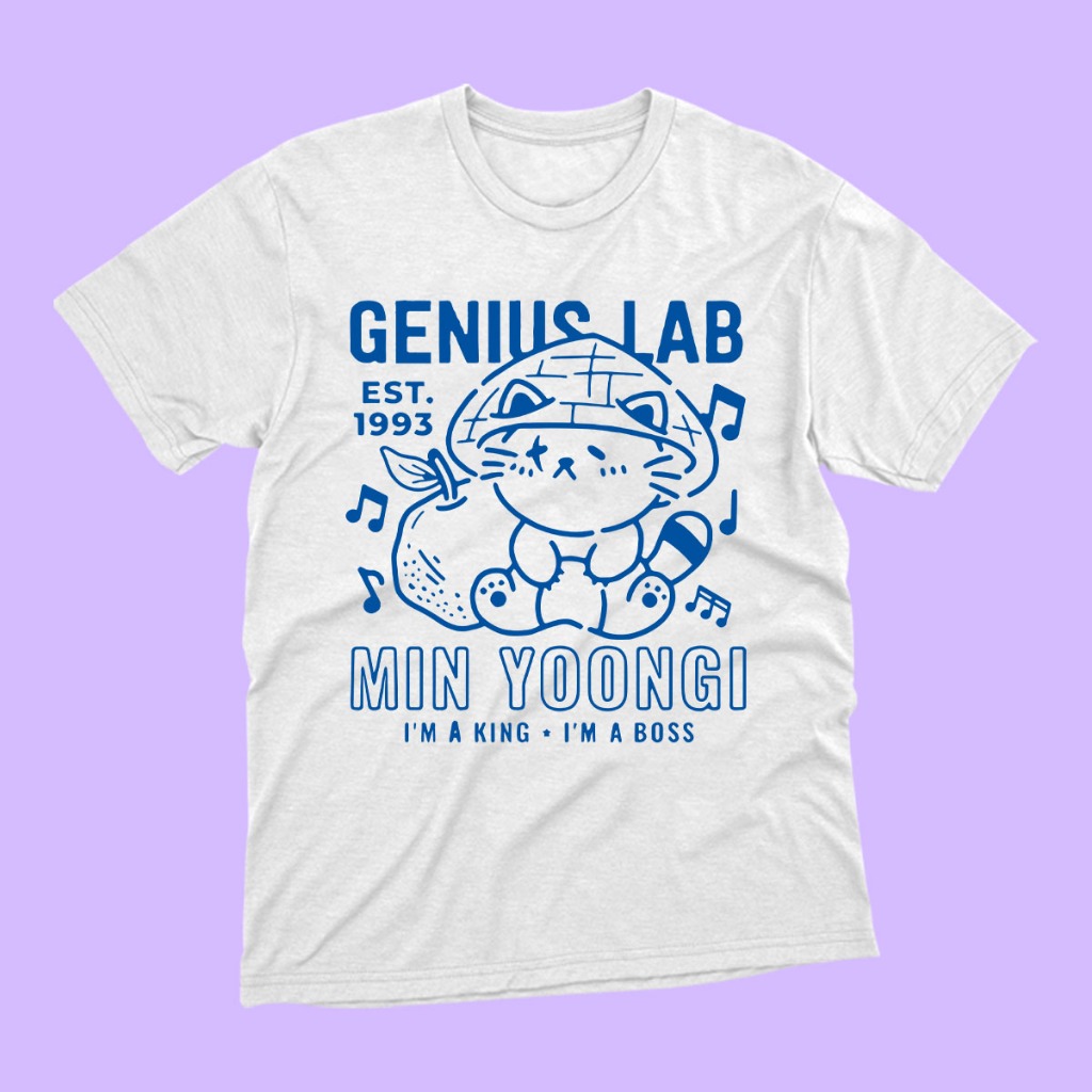 Camiseta Min Yoongi Cat Genius Lab Suga Kpop 100% Algodão Unissex ...