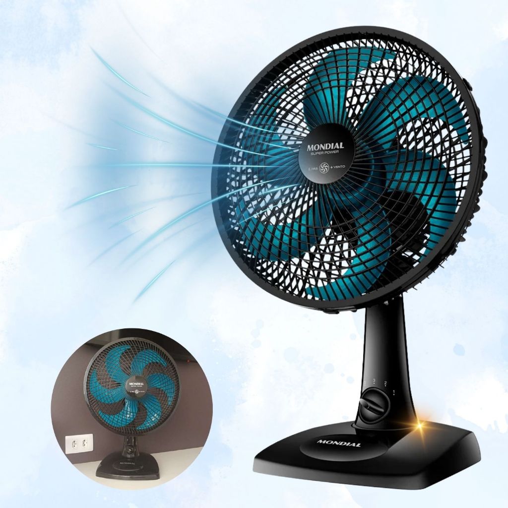 Ventilador de Mesa Super Power Potente Portátil Mondial Silencioso ...