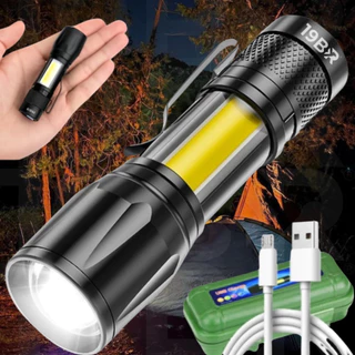 Mini Lanterna Tática Com Led E Zoom Recarregável USB