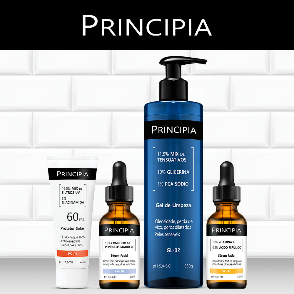 Principia Kit Avançado: Gel de limpeza, Sérum Vitamina C-10, Sérum