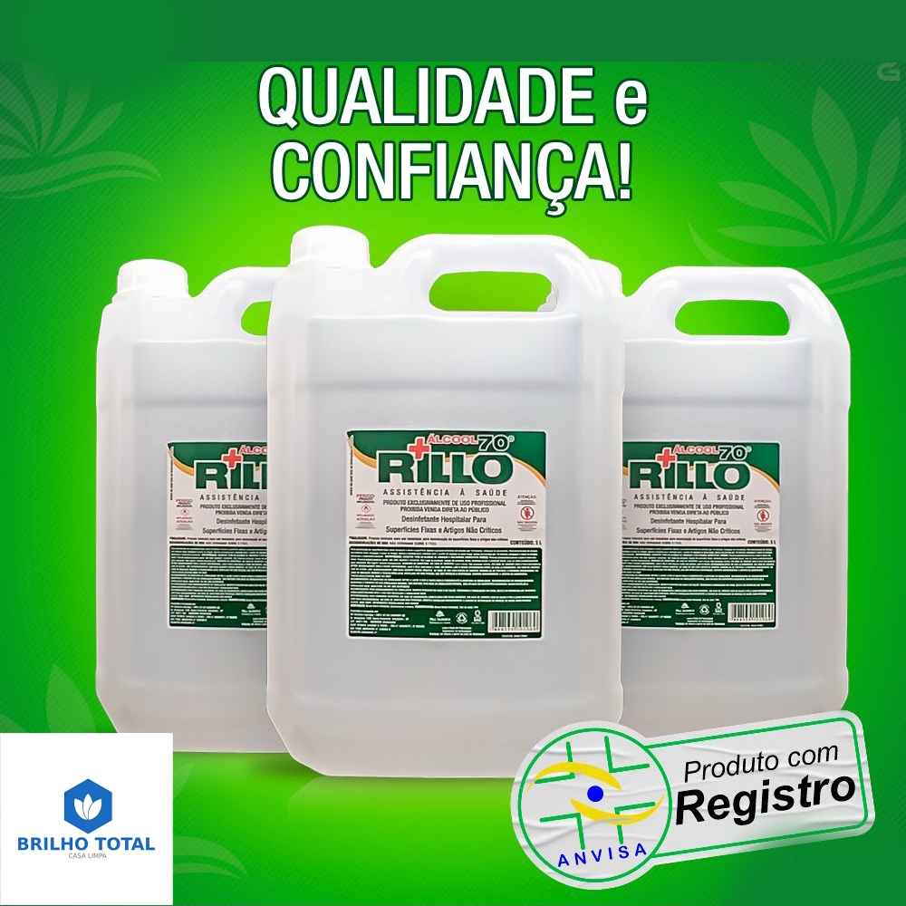 RILLO_5L.ALCOOLLIQUIDO70..RILLO_ EMBALAGEM-DE_5LITROS RILL | Shopee Brasil