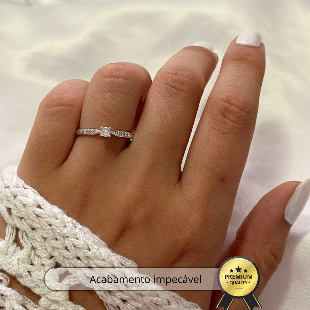 Anel solitário de prata 925 com zircônia — foto 3
