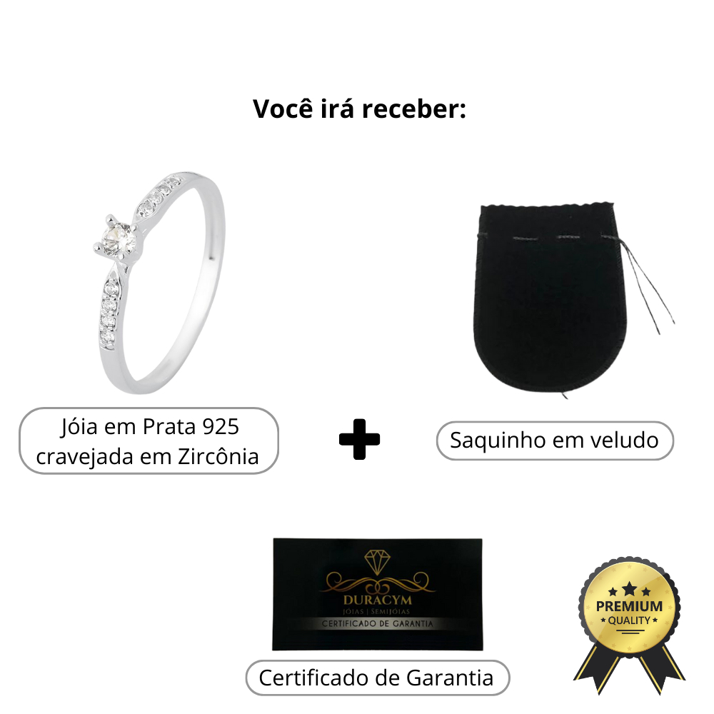 Anel solitário de prata 925 com zircônia — foto 6