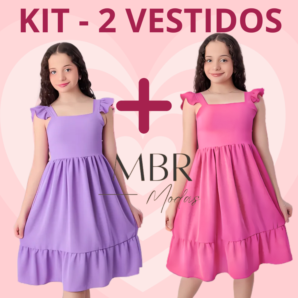 Kit Vestido Feminino Menina Infantil Juvenil Adolescente Moda