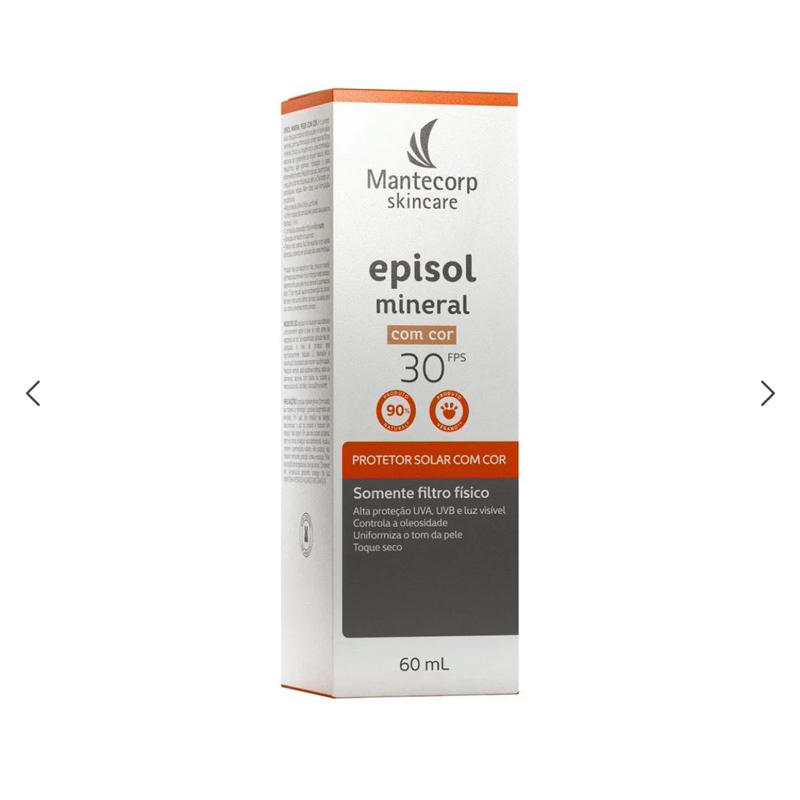 Protetor Solar Facial Episol FPS 30 Mineral com Cor 60ml | Shopee Brasil