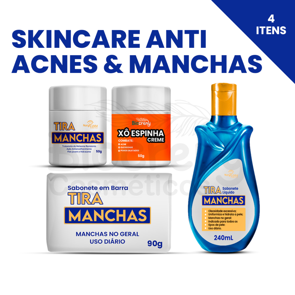 Kit Sabonete Líquido, Sabonete em Barra, Pomada Tira Manchas e Xô ...