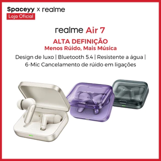 Realme Buds Air 7 Sem Fio Bluetooth 5.4 Fone De Ouvido Esportivo À Prova D'água