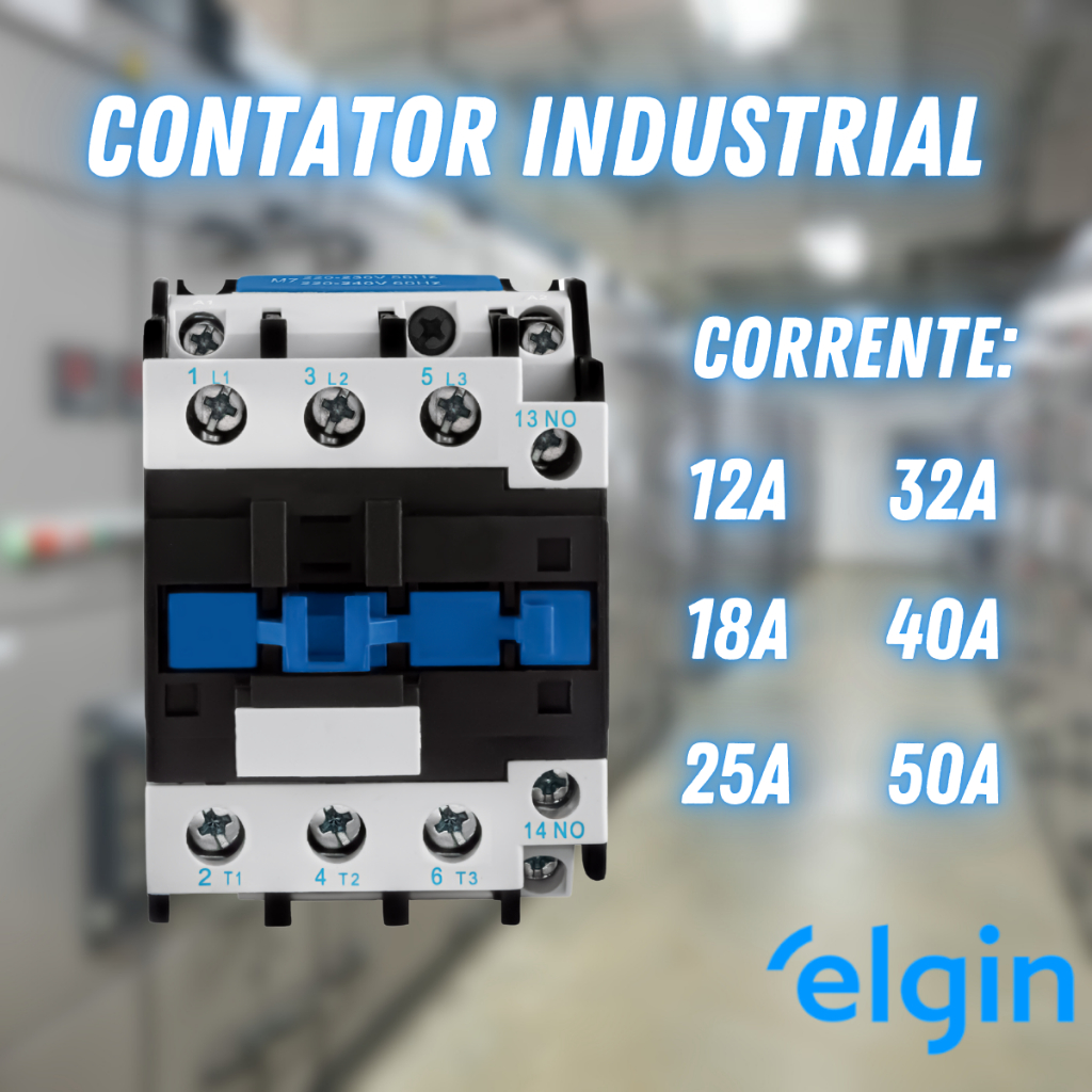Chave Contatora Industrial 60Hz Tripolar 220v Elgin - 12a~50a | Shopee ...
