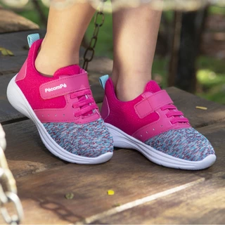Tênis Infantil Menina Pé com Pé Pink/Azul Com Fechamento em Prático