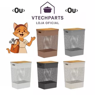 Cesto De Roupas OU Grid Com Tampa De Bambu 49 Litros 5 cores disponíveis