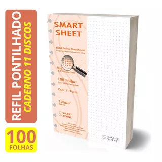 Refil Caderno de Discos 120g 100 Folhas Pontilhado Grande 11 Furos Smart Sheet