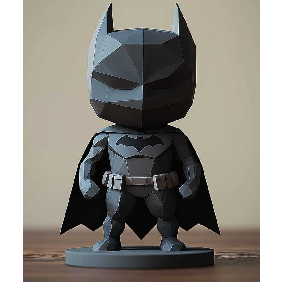 Miniatura Batman Low Poly 3D em PLA – Decoração Geometrica Cavaleiro das Trevas