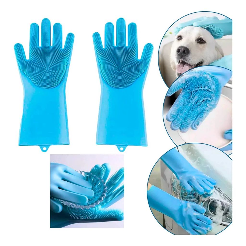 1 Par De Luvas para Banho e Tirar Pelos Pet Cachorro Gato Cão 100% ...