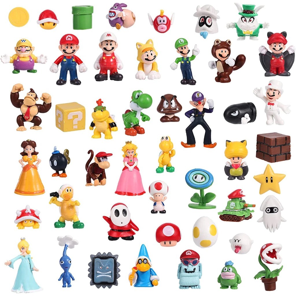 Bonecos Colecionaveis Figure Super Mario Luigi Yoshi Toad Bowser Peach Gomba Koopa em Oferta na Shopee
