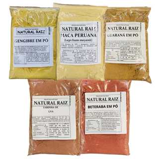 Kit Menopausa - Gengibre + Maca + Beterraba + Uva + Guaraná em Pó 100% Natural