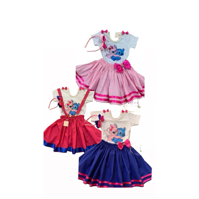 Fantasia Stitch Roupa Festa Lilo & Stitch Kit de Aniversário Menina ...