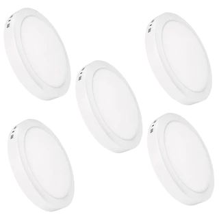 Kit 5 Luminaria Painel Plafon Sobrepor Bivolt Redondo 12w Led Teto - ELGIN