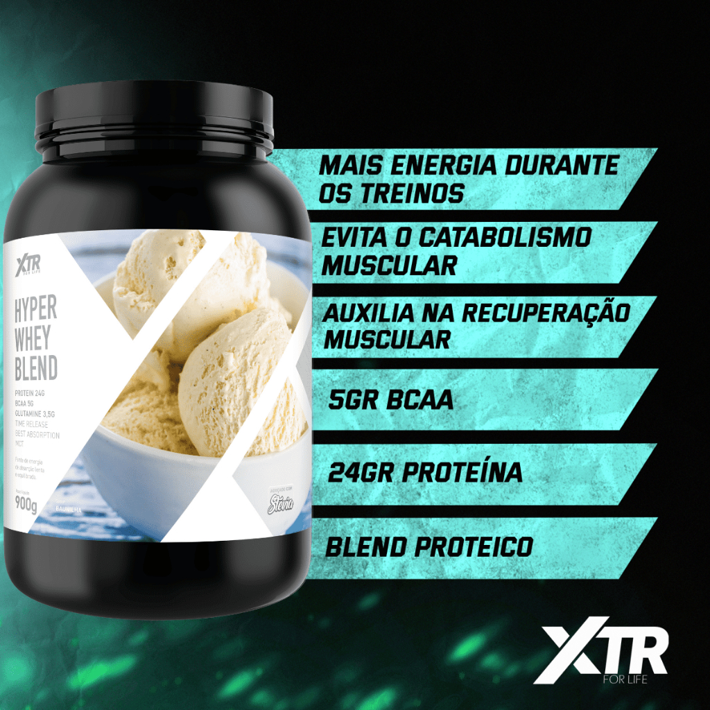 Whey Hyper Whey Blend 900g – Isolado+Concentrado, Zero Lactose, Ganho ...