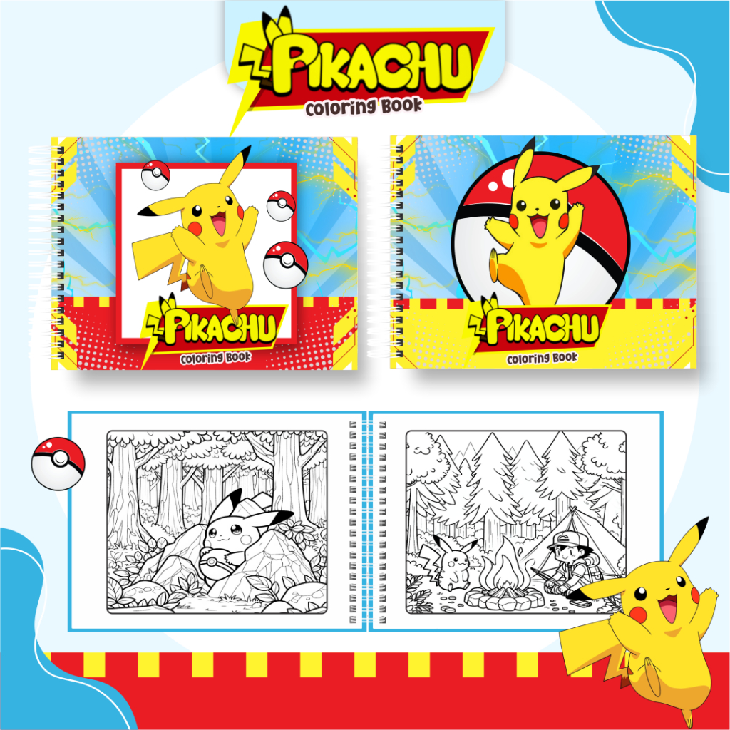 Livro de Colorir Pikachu Pokémon Estilo Bobbie Goods 51 Folhas 180g ...