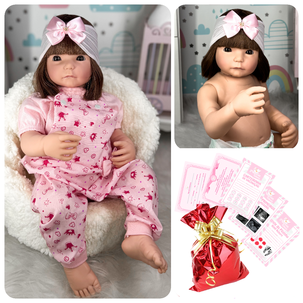 Boneca Bebe Reborn Realista Silicone Bela Bambina Enxoval Completo