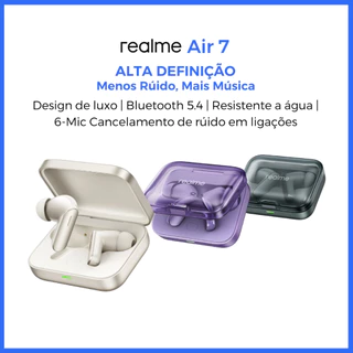 Realme Buds Air 7 Sem Fio Bluetooth 5.4 Fone De Ouvido Esportivo À Prova D'água