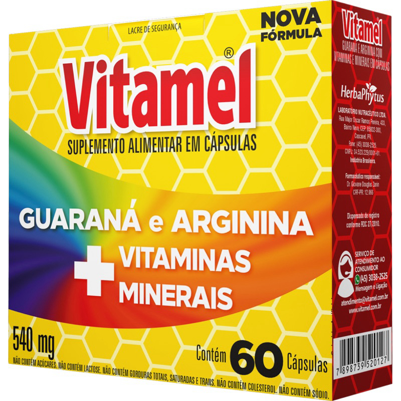 Vitamel Original 60cps Tradicional Guaraná, Arginina vitaminas e ...