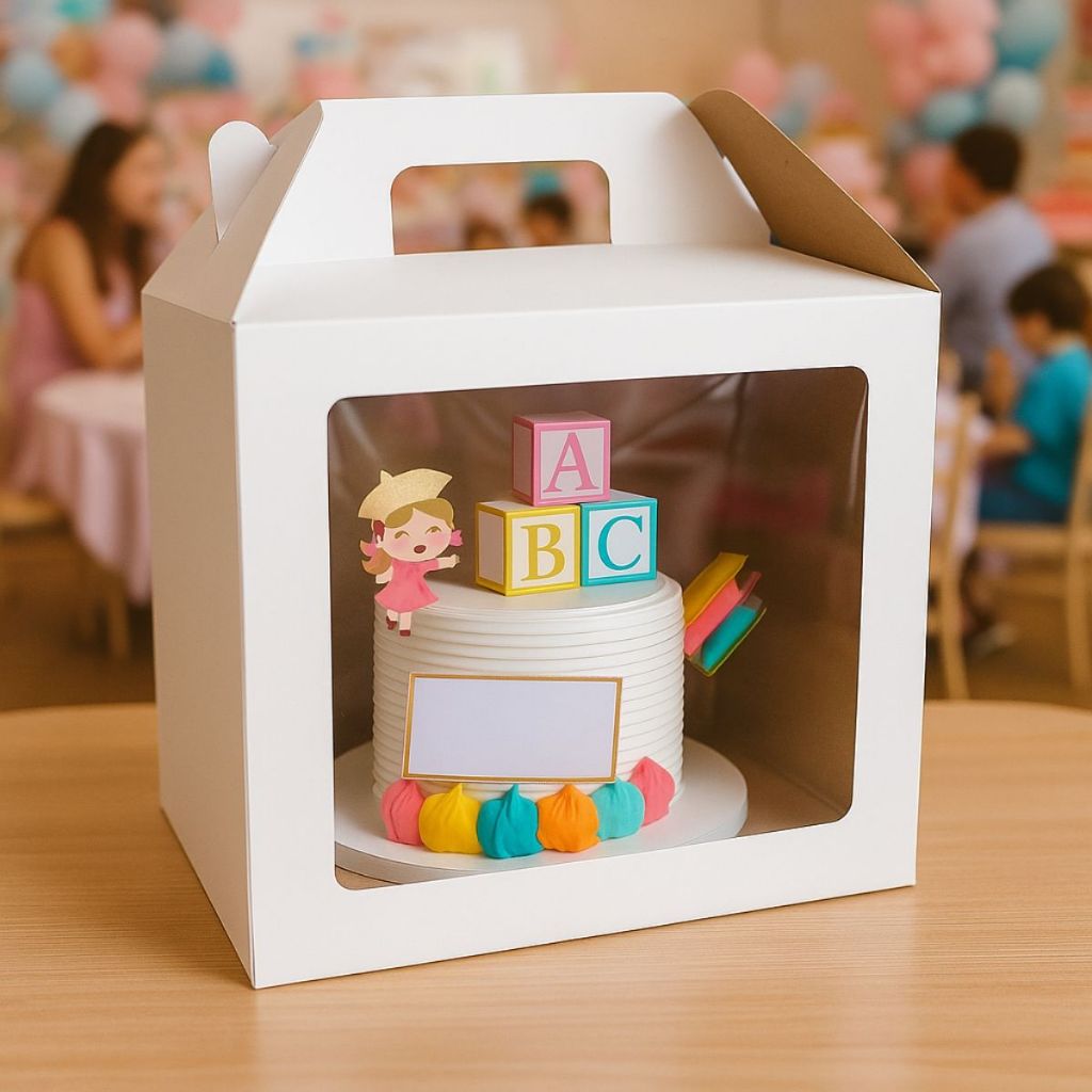Kit 5 Caixas 30x30x30 Para Bolo/Torta Bolo Alto Alça Baixa B