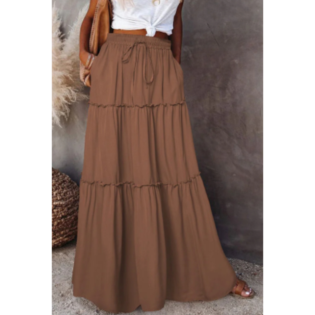 Saia longa Três Marias tendência Boho Chic | Shopee Brasil