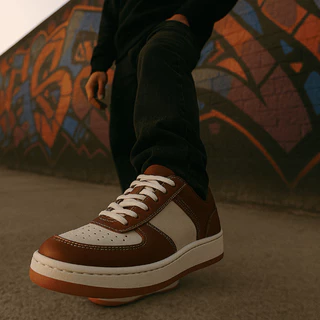 Tenis Masculino Marrom Oversize Liso Confortável Sapatenis Streed Chunky Sola Alta