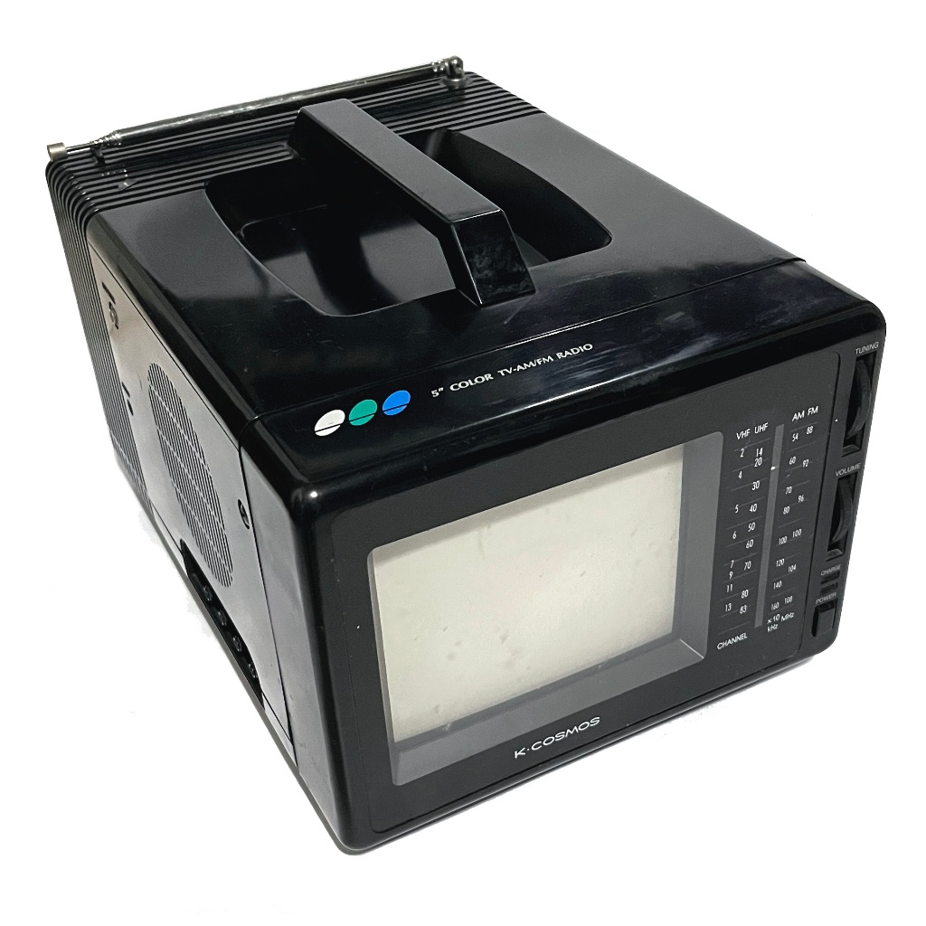 televisão antiga k.cosmos tv pequena 5 polegadas rádio am fm monitor pal ntsc entrada rca colorida testada funcionando