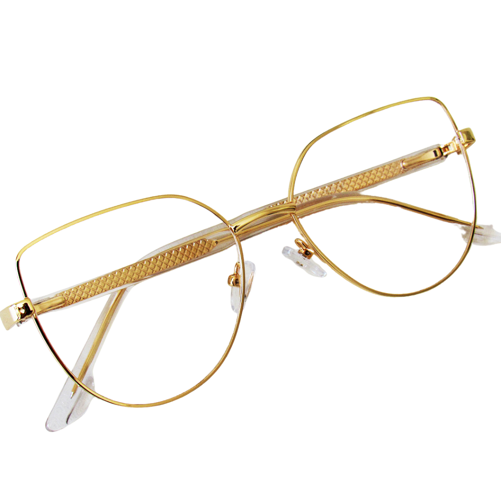 Armação Óculos de Grau Feminino Dourado Luxo Design Leve e Confortável ...