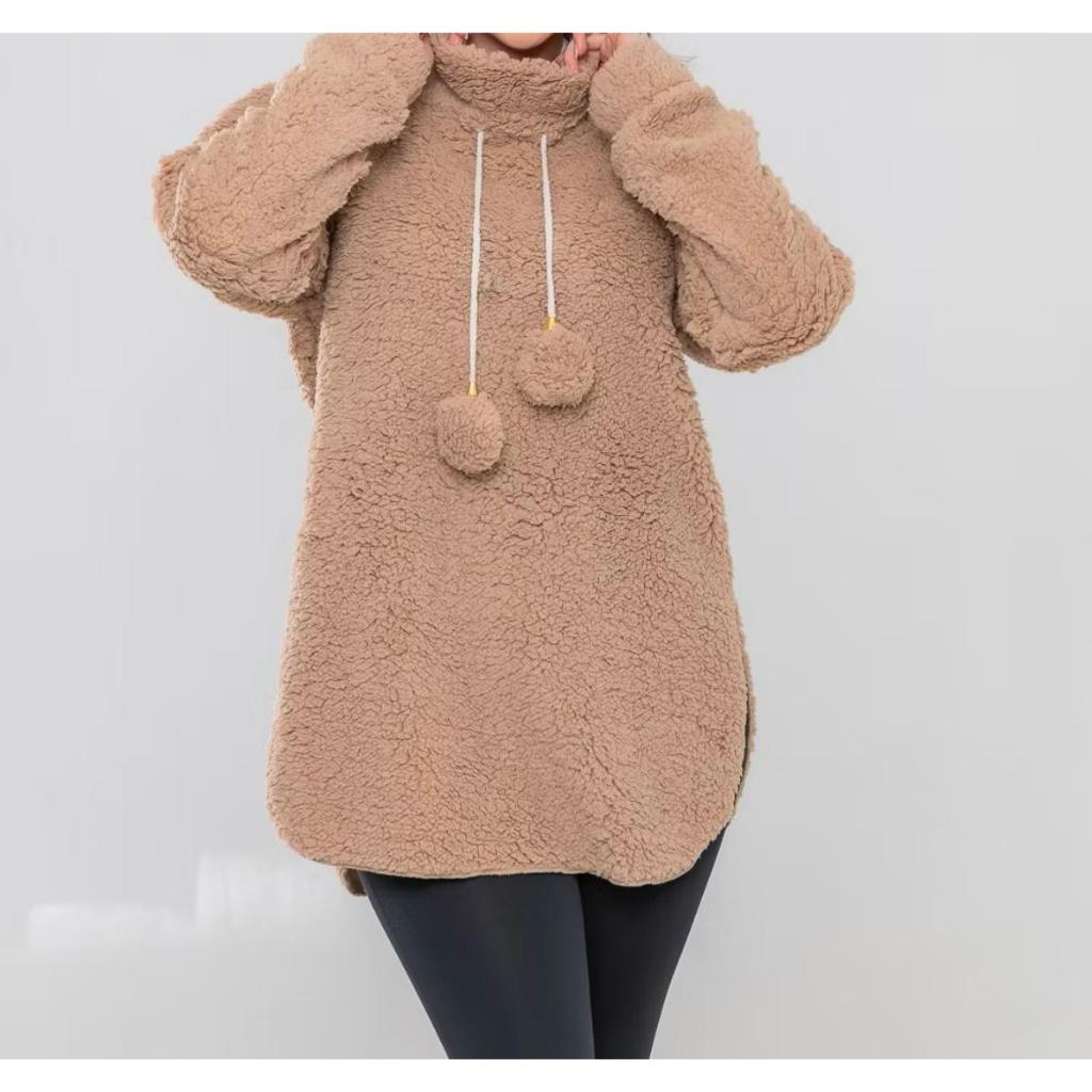 Casaco Teddy Sherpa Com PomPom Poncho Vest Leg Ted Pelinho