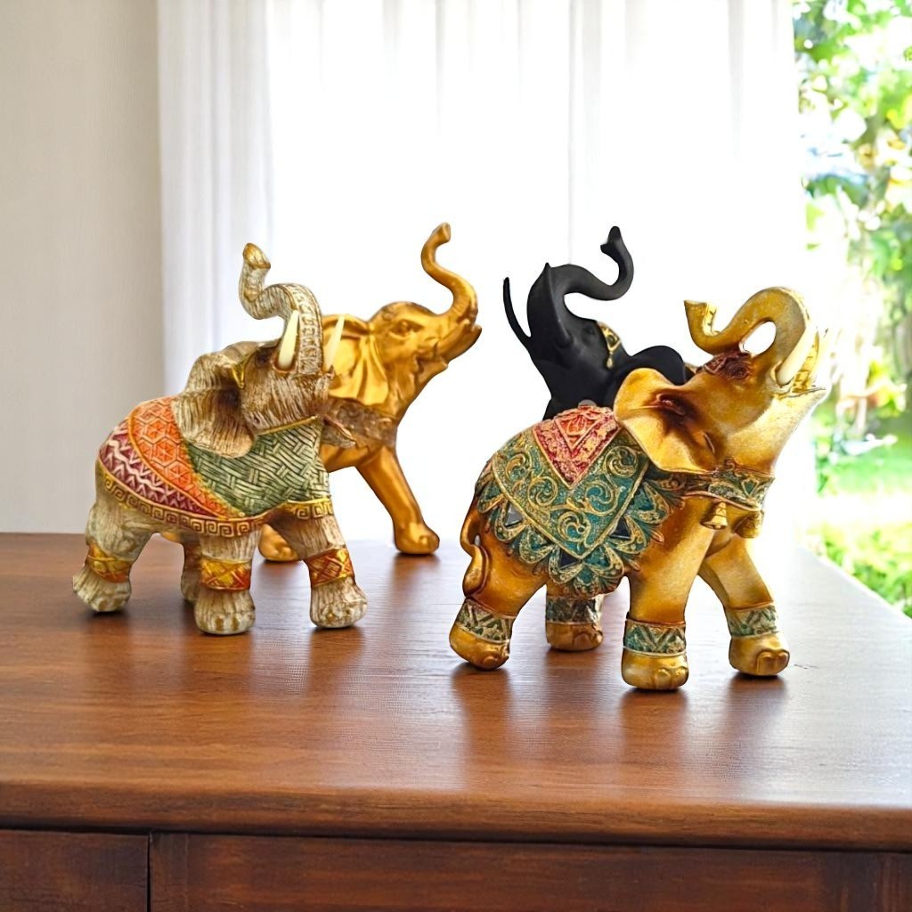 Enfeite Elegante Elefante Decorativo Em Resina Indiano Sorte Sabedoria ...