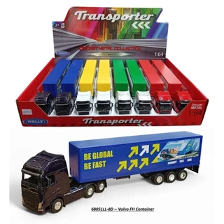Miniatura cavalo Volvo FH 500 trucado com carreta Baú Escala 1/64
