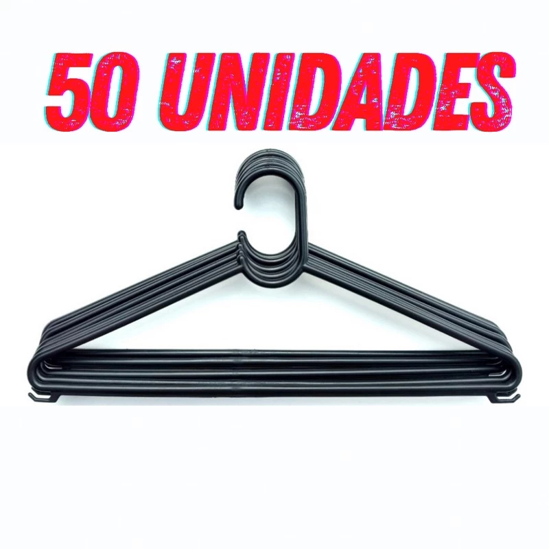 kit com 50 peças Cabide de Roupa Tradicional Redondo Adulto Plástico ...