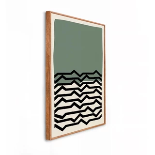 Quadro decorativo moldura Caixa Alta Grande 41x61x3.5 cm arte abstrato linha Mar Sala Cozinha Dormitório Impressão