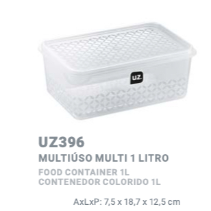 Pote Organizacional UZ 1L – Transparente com Tampa Branca | Organização com Estilo e Funcionalidade