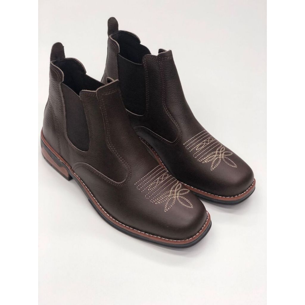 Bota Botina Couro Campo Agro Rural Trabalho Confortavél Casual Dia A ...