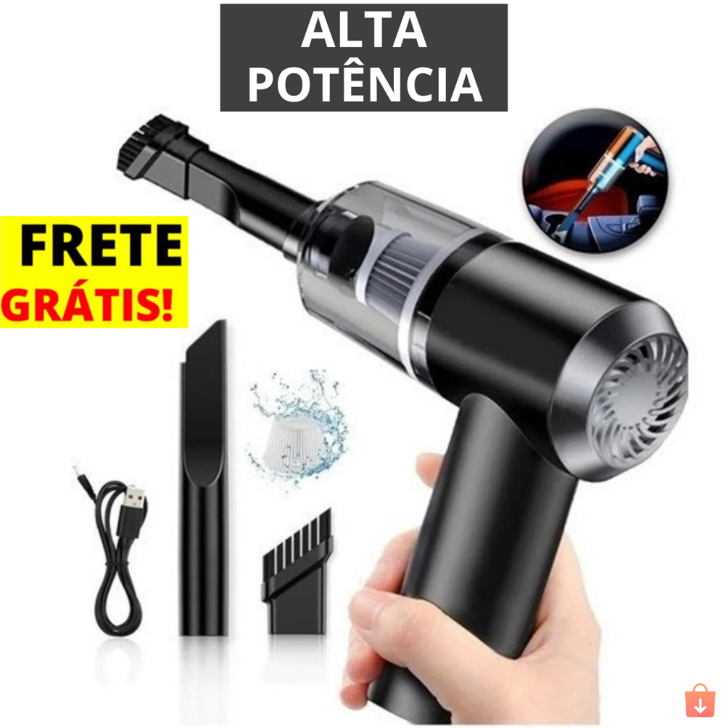 MIni Aspirador De Pó Preto Usb Portátil Completo Linha Premium Carro E Casa 2000mAh