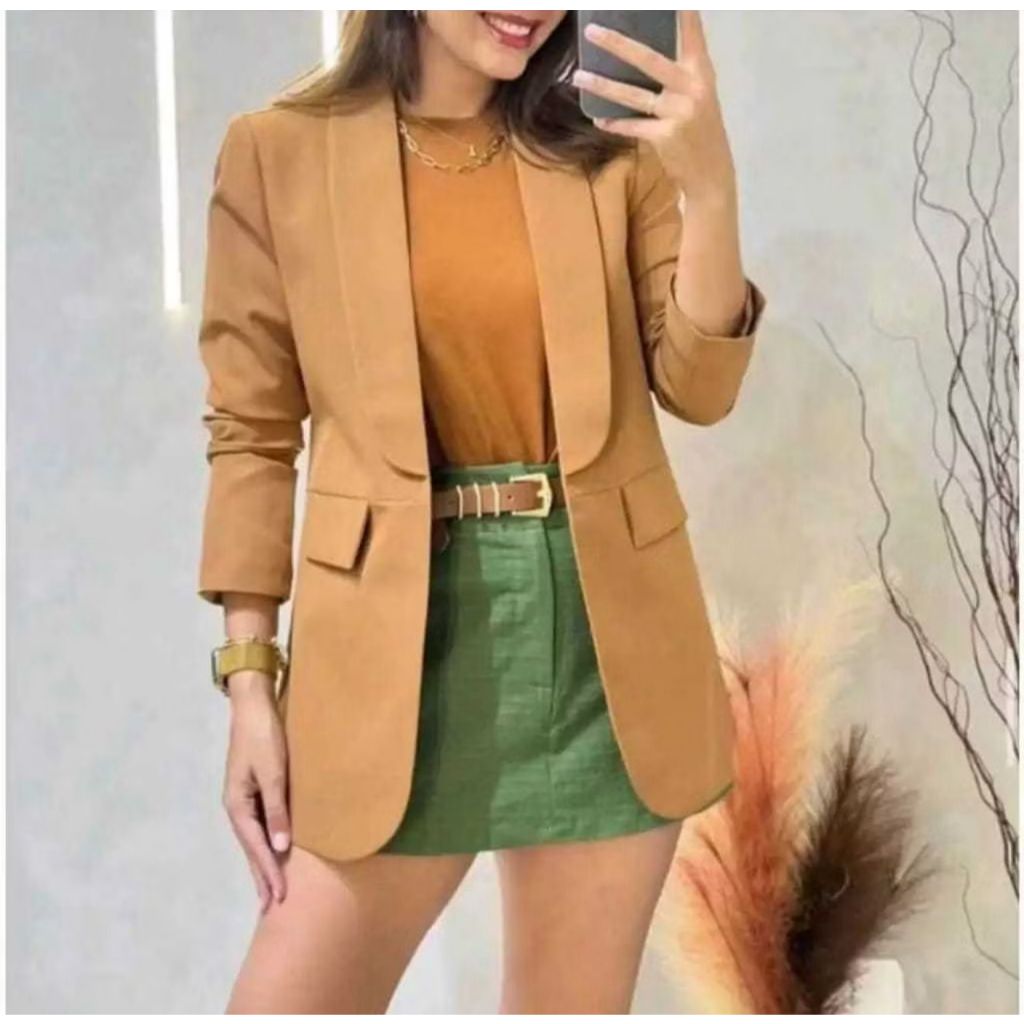 Blazer Feminino Alfaitaria Max Social frente aberto elegante Moderno Moda